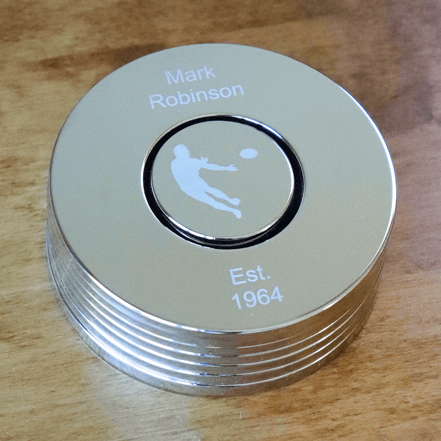 Personalised Rugby Polished Steel Coaster Set