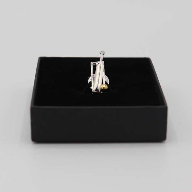Cricket Two Tone Bat and Ball Tie Pin