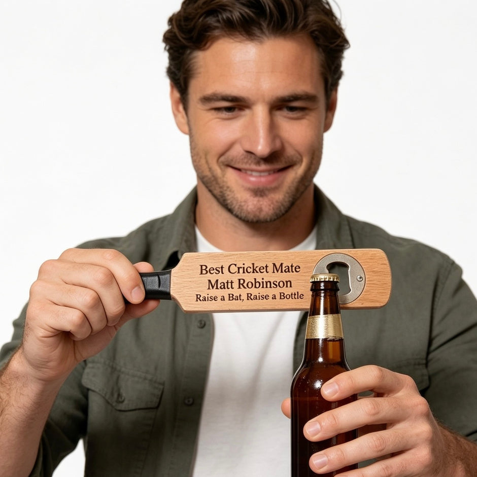 Personalised Mini Cricket Bat Bottle Opener