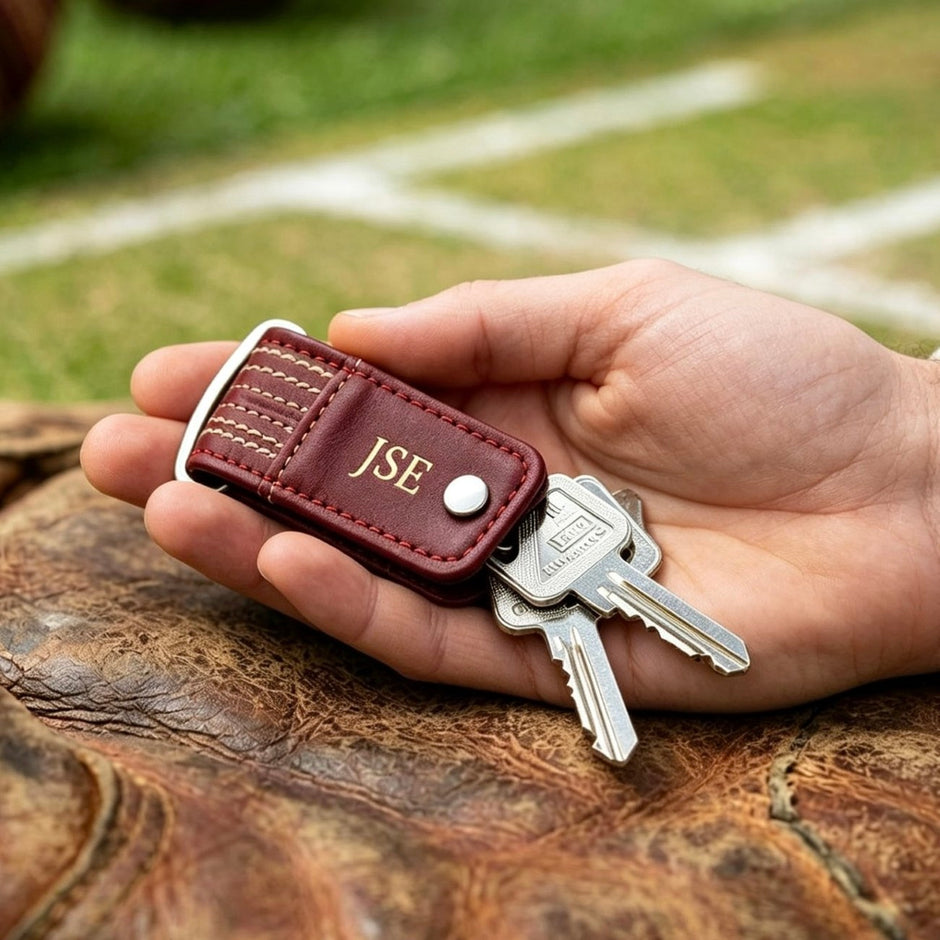 Personalised Cricket Leather Key Holder