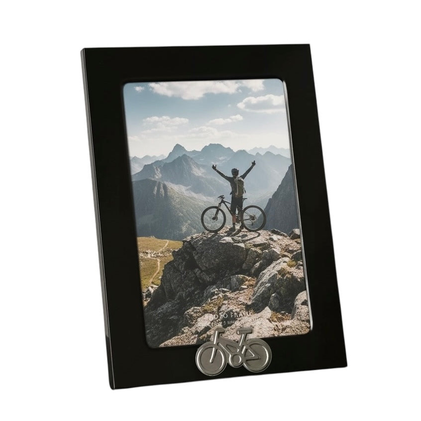 Personalised Cycling Photo Frame With Bike Motif