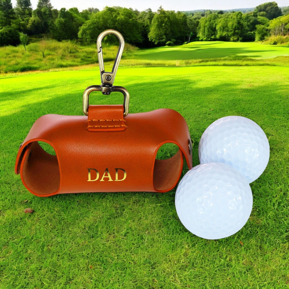 Personalised Tan Leather Golf Ball Caddy
