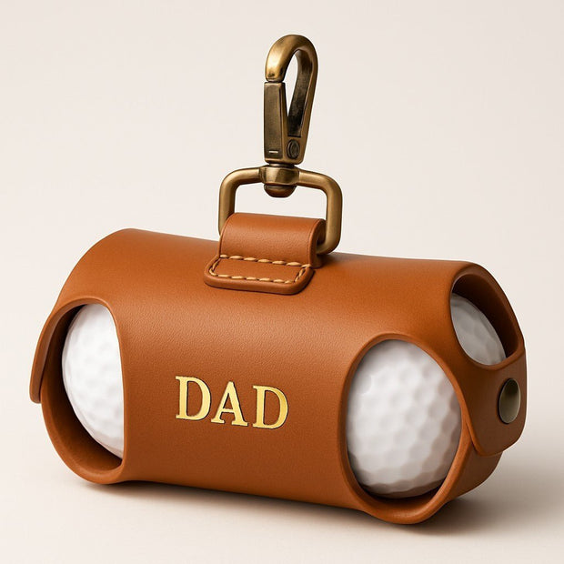 Personalised Tan Leather Golf Ball Caddy