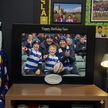 Personalised Rugby Photo Frame With Rugby Ball Motif