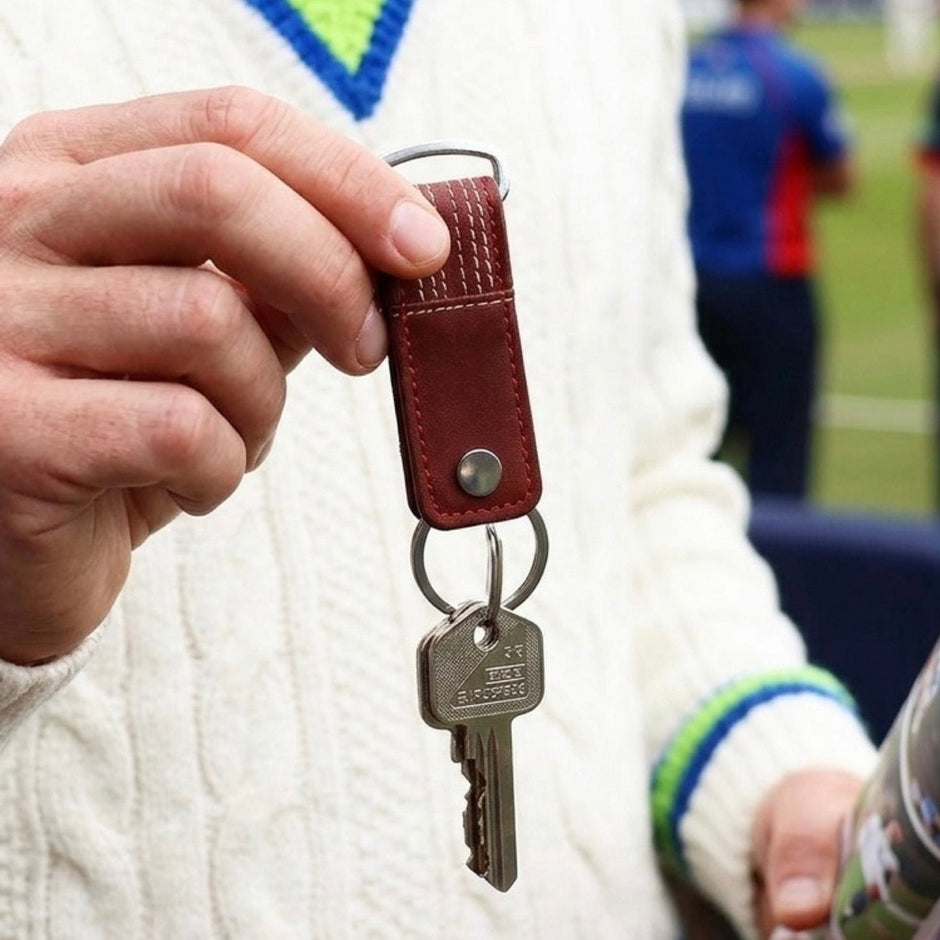 Personalised Cricket Leather Key Holder
