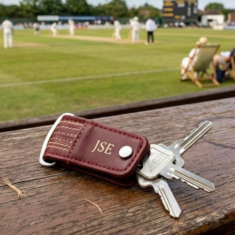 Personalised Cricket Leather Key Holder