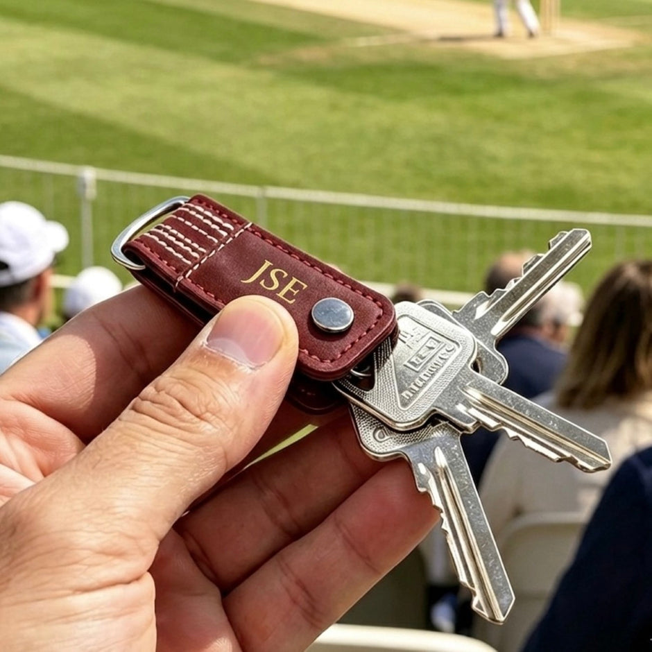 Personalised Cricket Leather Key Holder
