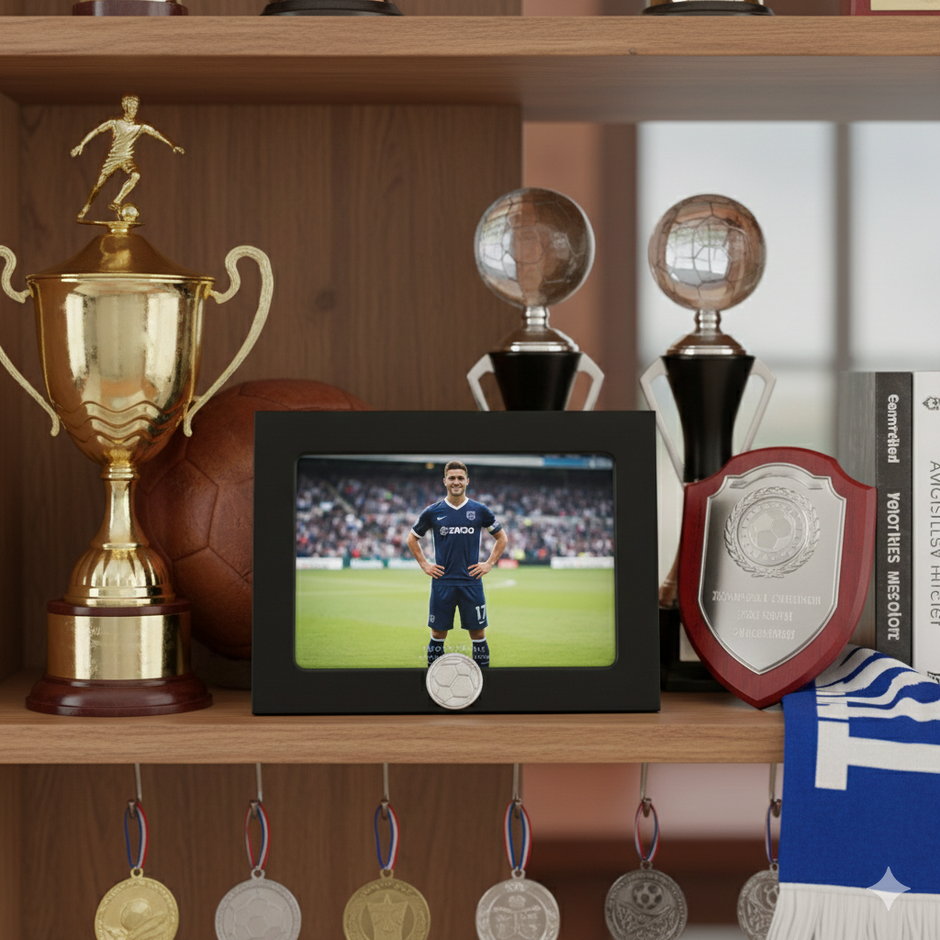 Personalised Football Photo Frame With Ball Motif