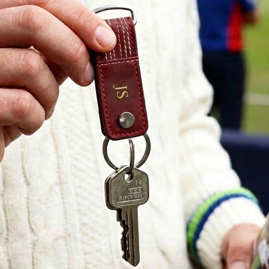 Personalised Cricket Leather Key Holder