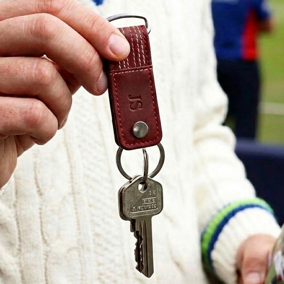 Personalised Cricket Leather Key Holder