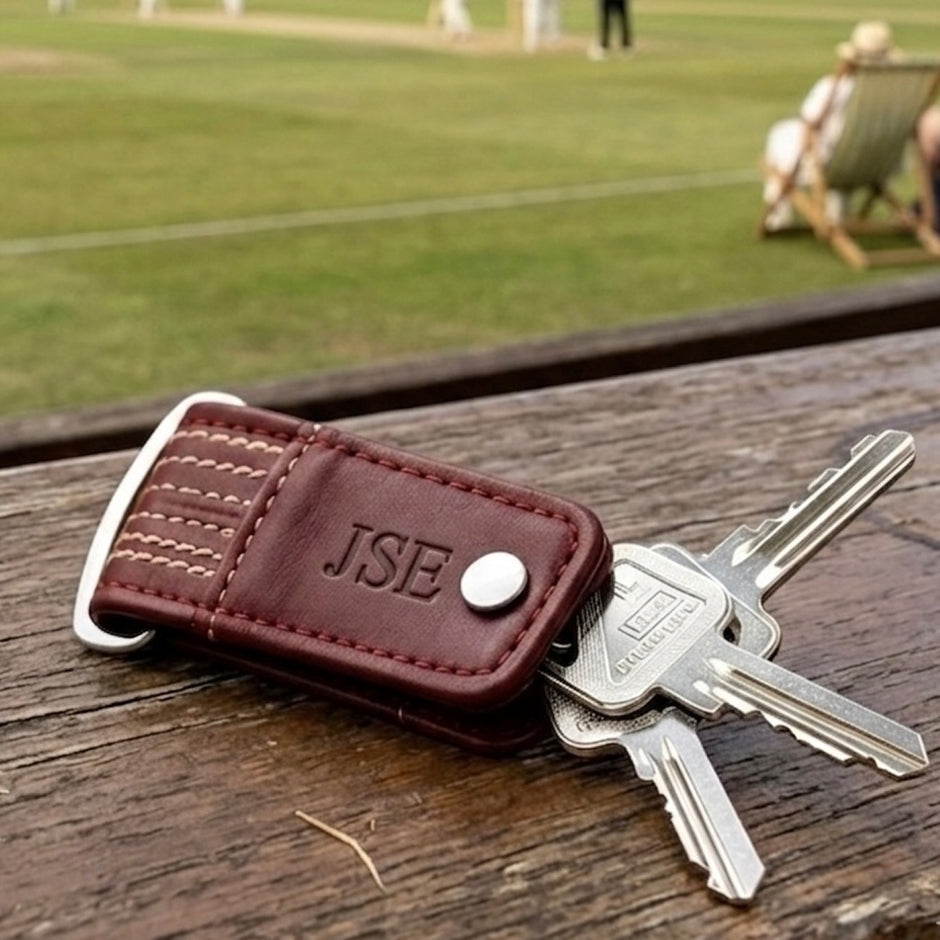 Personalised Cricket Leather Key Holder