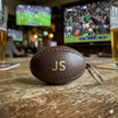 Personalised Brown Vintage Leather Rugby Ball Keyring