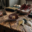 Personalised Brown Vintage Leather Rugby Ball Keyring