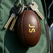 Personalised Brown Vintage Leather Rugby Ball Keyring
