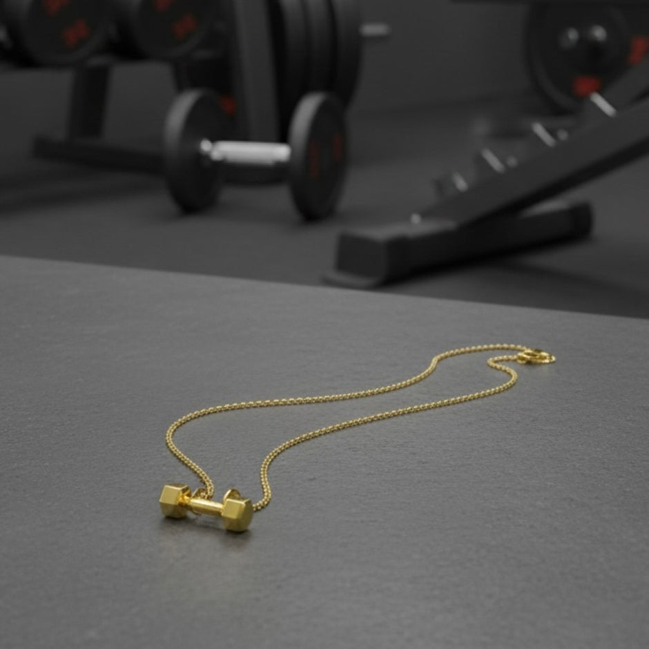 Personalised Dumbbell Necklace (Gold)