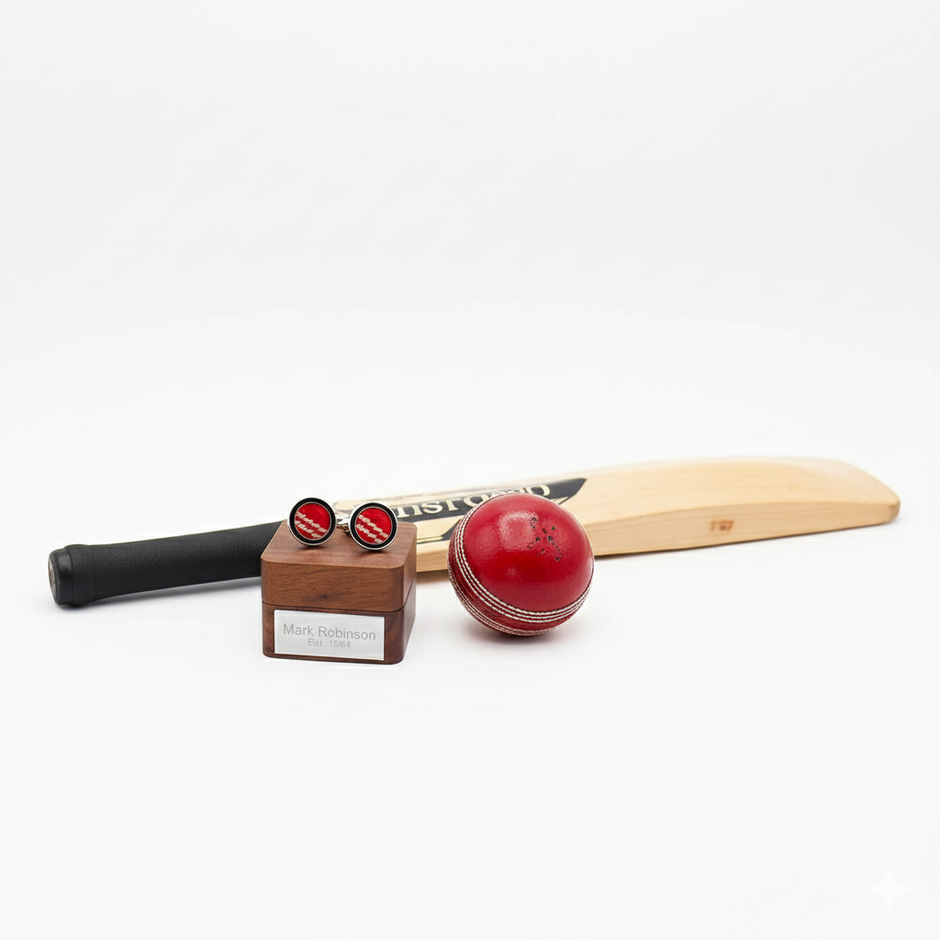 Personalised Cricket Ball Leather Cufflinks