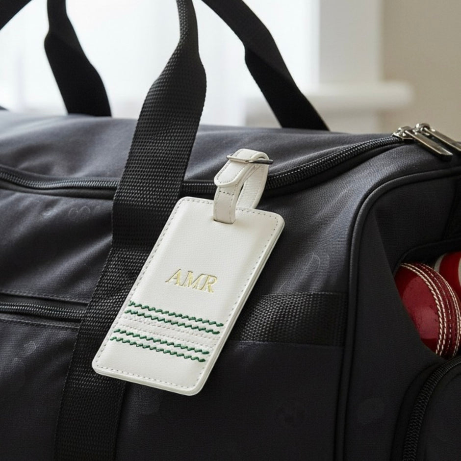 Personalised White Cricket Luggage Tag