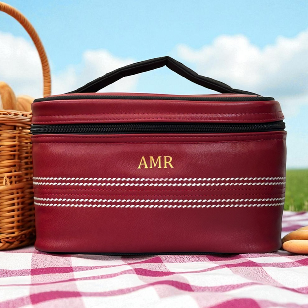 Personalised Red Cricket Insulated Lunch Bag