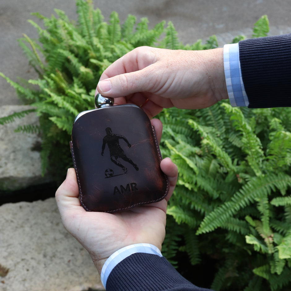 Personalised Buffalo Leather Sports Hipflask