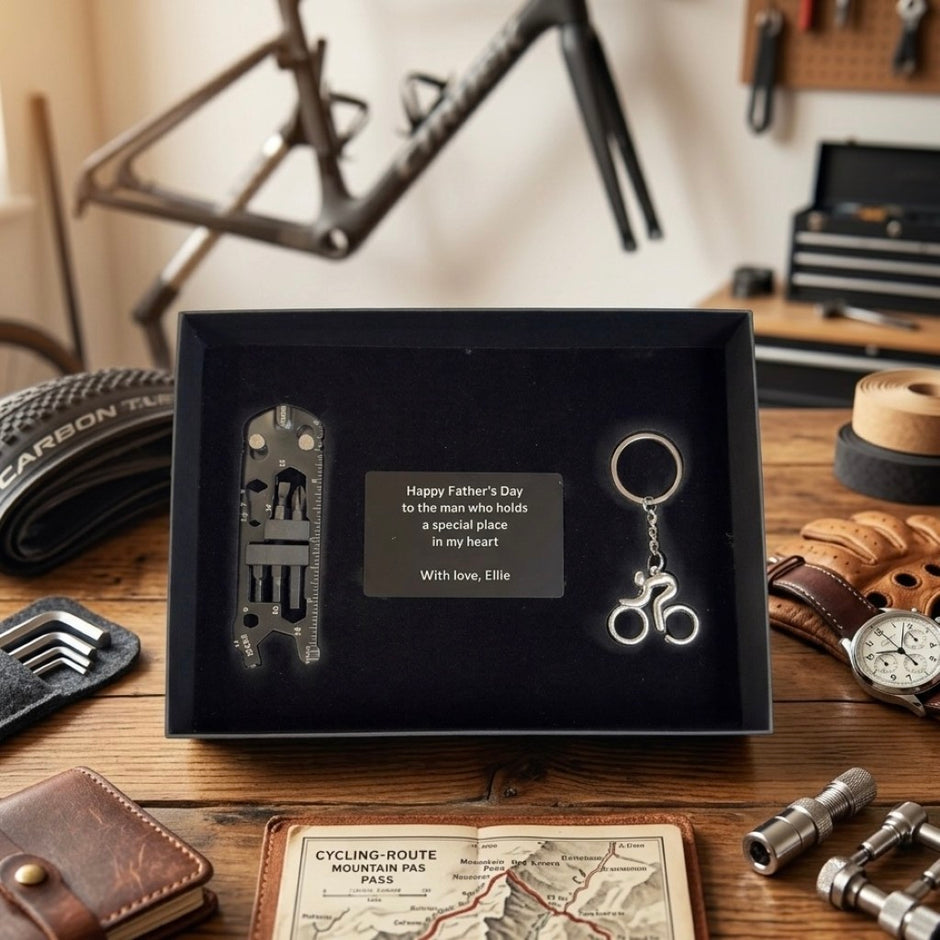 Personalised Cycling Gift Set for Men – Unique Bike Gifts for Him, Cyclist Father’s Day Present