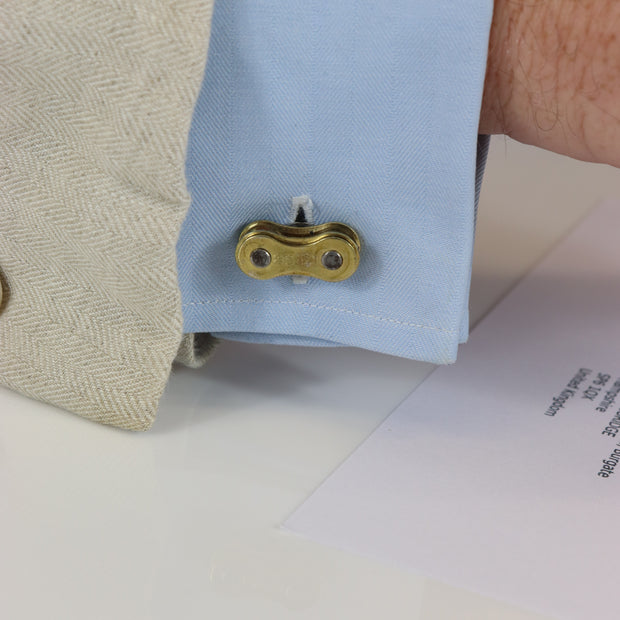 Personalised Bike Chain Cufflinks Gold
