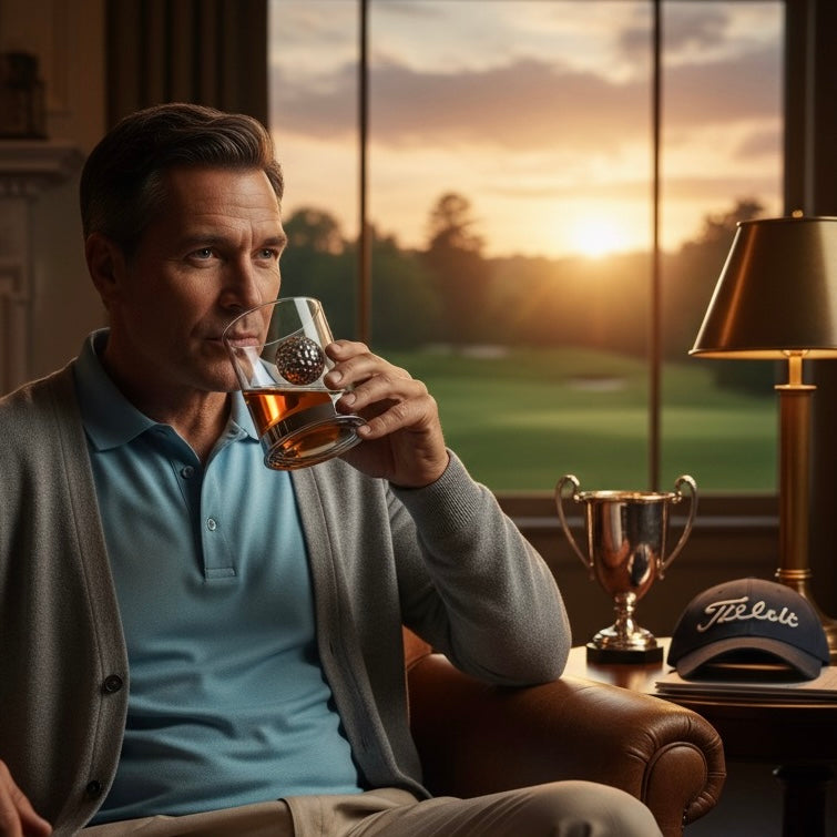 Personalised Golf Whisky Glass | Unique Golf BALL Motif
