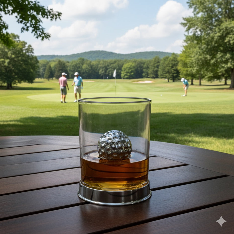 Personalised Golf Whisky Glass | Unique Golf BALL Motif