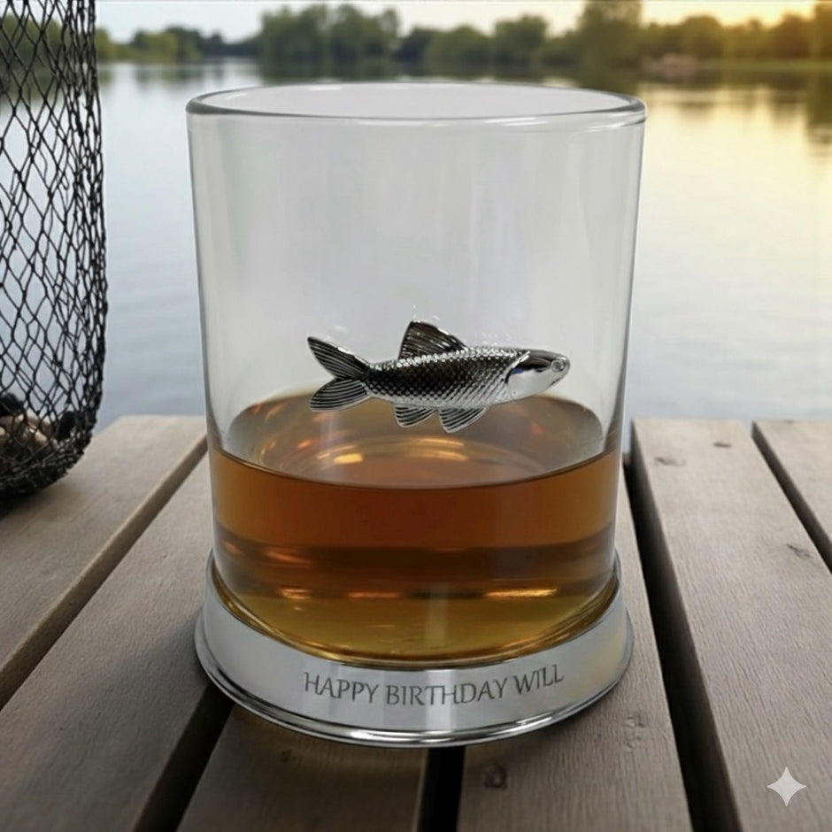 Personalised Fish Whisky Glass | Unique Fishing Gift UK