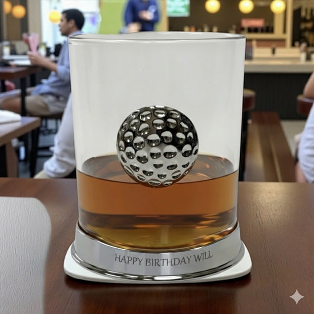 Personalised Golf Whisky Glass | Unique Golf BALL Motif