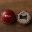Personalised Half Cricket Ball Bottle Opener - Monogrammed Leather Cricket Gift