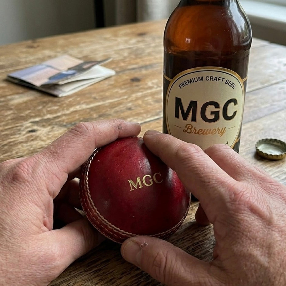 Personalised Half Cricket Ball Bottle Opener - Monogrammed Leather Cricket Gift