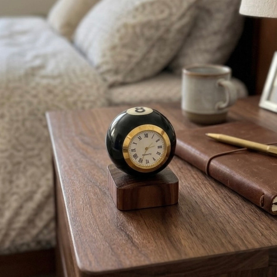 Pool 8 Ball Clock With Personalised Wood Plinth
