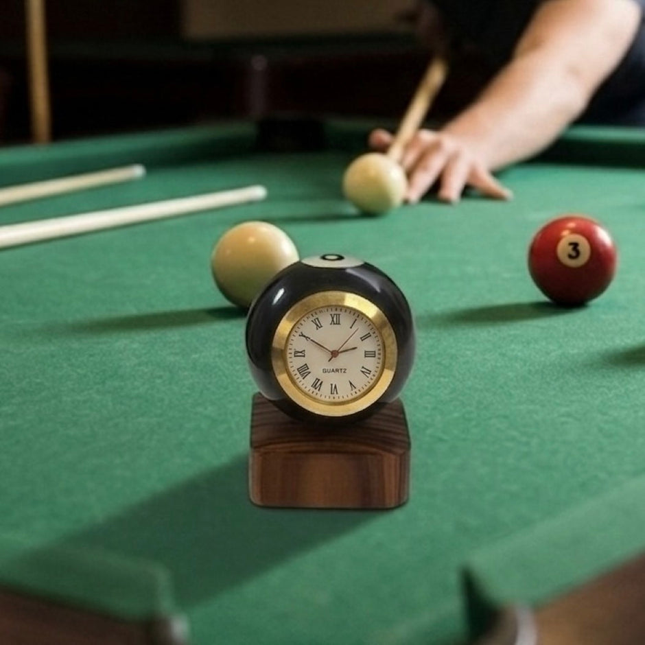 Pool 8 Ball Clock With Personalised Wood Plinth
