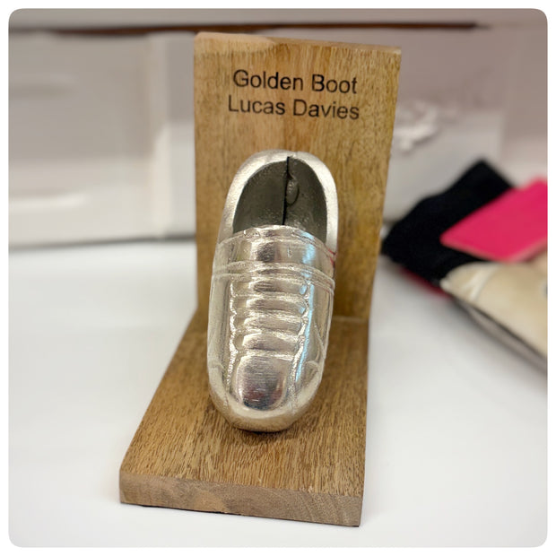 Personalised Football Boot Trophy & Football Keepsake