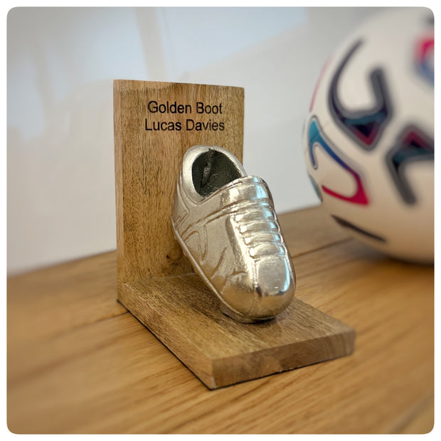 Personalised Football Boot Trophy & Football Keepsake