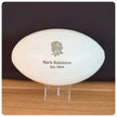 Personalised White Leather Rugby Ball With Your Logo & Text