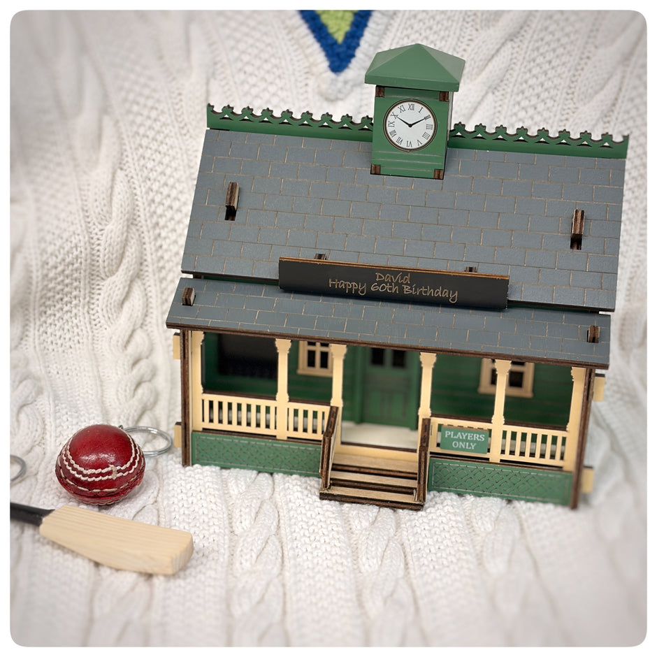 Personalised Cricket Pavilion Desk Tidy Trinket Box