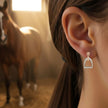 Sterling Silver & Rose Gold Equestrian Stirrup Earrings