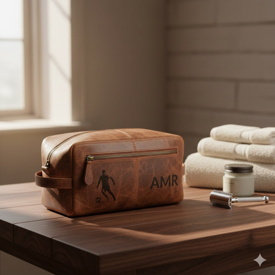 Personalised Buffalo Leather Washbag