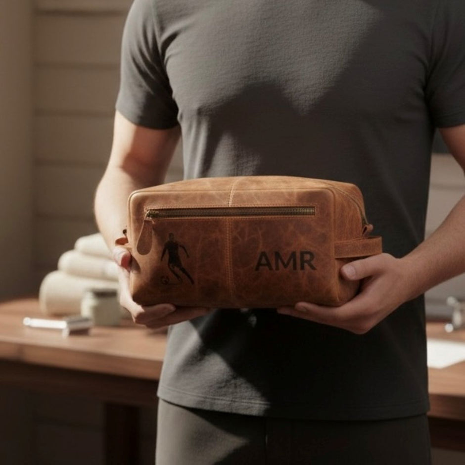 Personalised Buffalo Leather Washbag