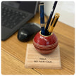 Cricket Ball Pen Holder With Personalised Oak Base | Cricketing Themed Desk Tidy