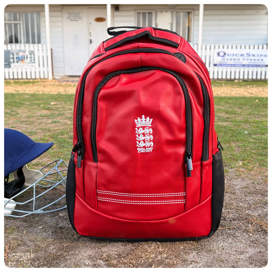 Personalised England Cricket Red Rucksack