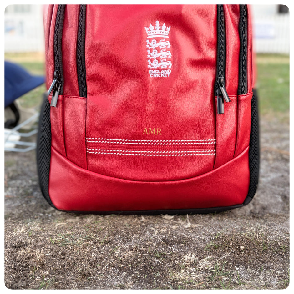 Personalised England Cricket Red Rucksack