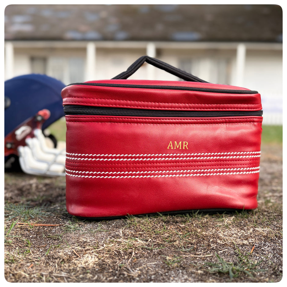 Personalised Red Cricket Insulated Lunch Bag