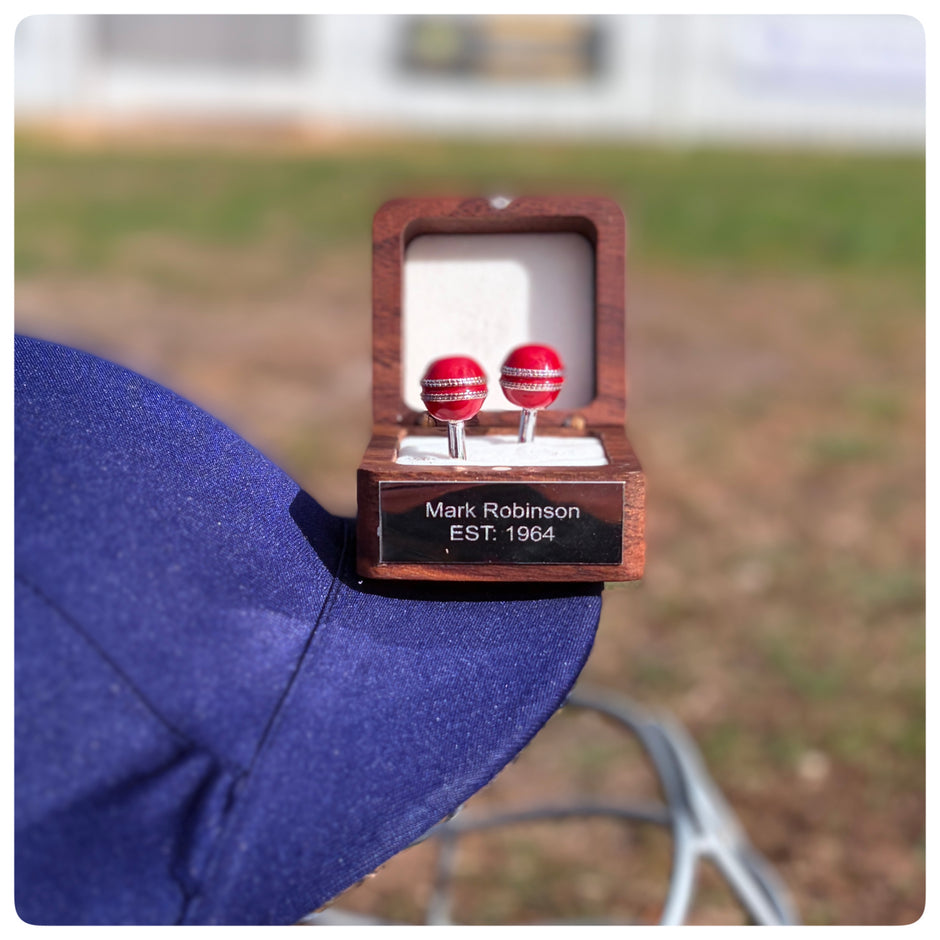 Personalised Red Cricket Ball Cufflinks