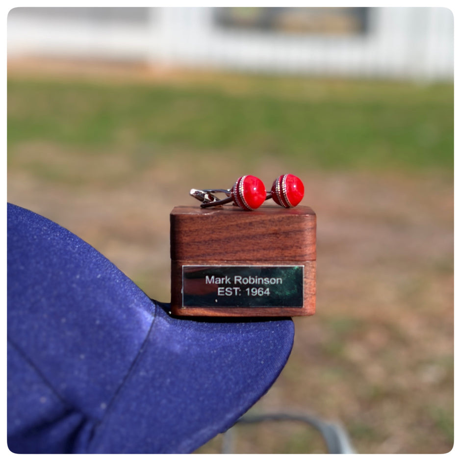 Personalised Red Cricket Ball Cufflinks