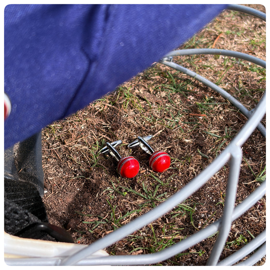 Personalised Red Cricket Ball Cufflinks