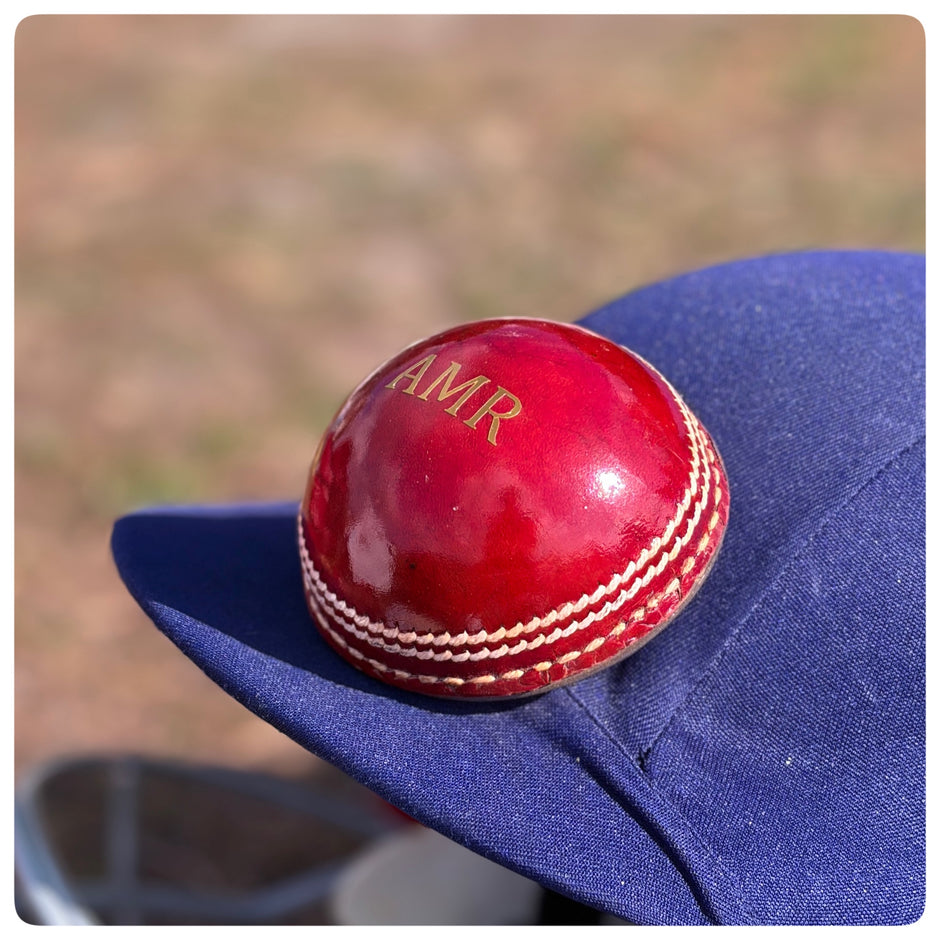 Personalised Half Cricket Ball Bottle Opener - Monogrammed Leather Cricket Gift