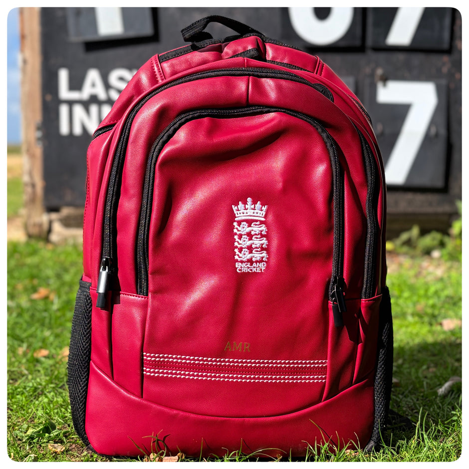 Personalised England Cricket Red Rucksack