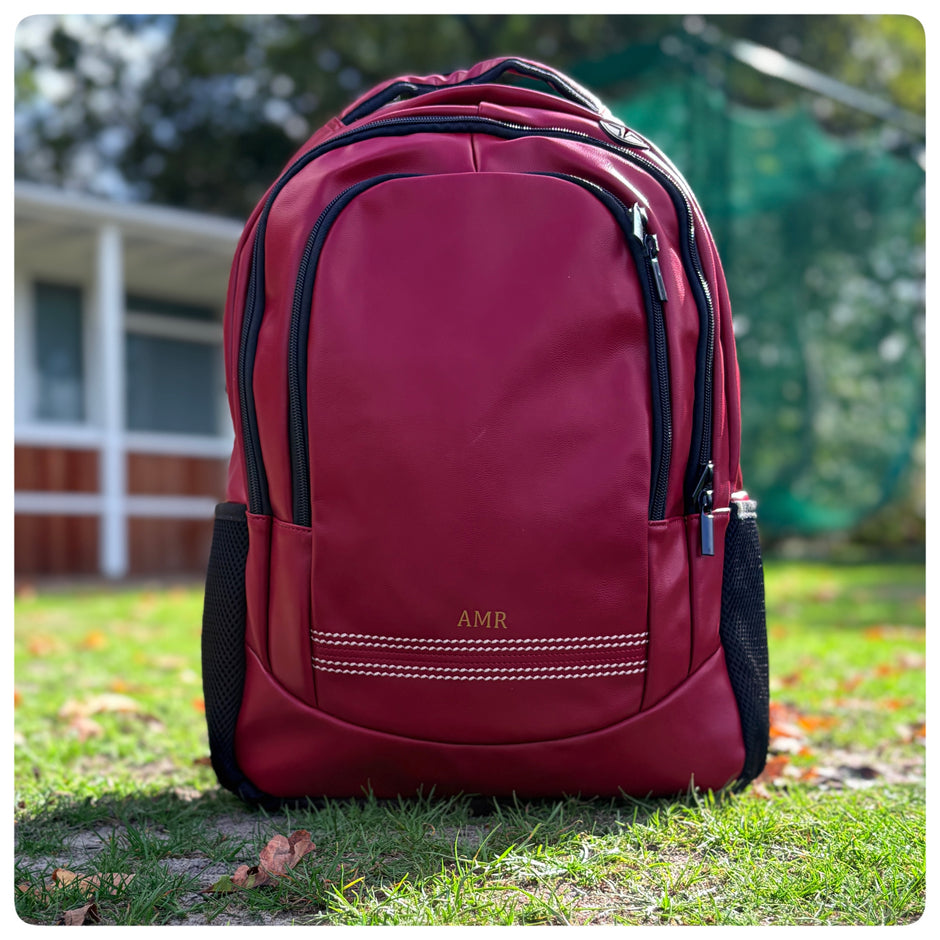 Personalised Cricket Red Rucksack